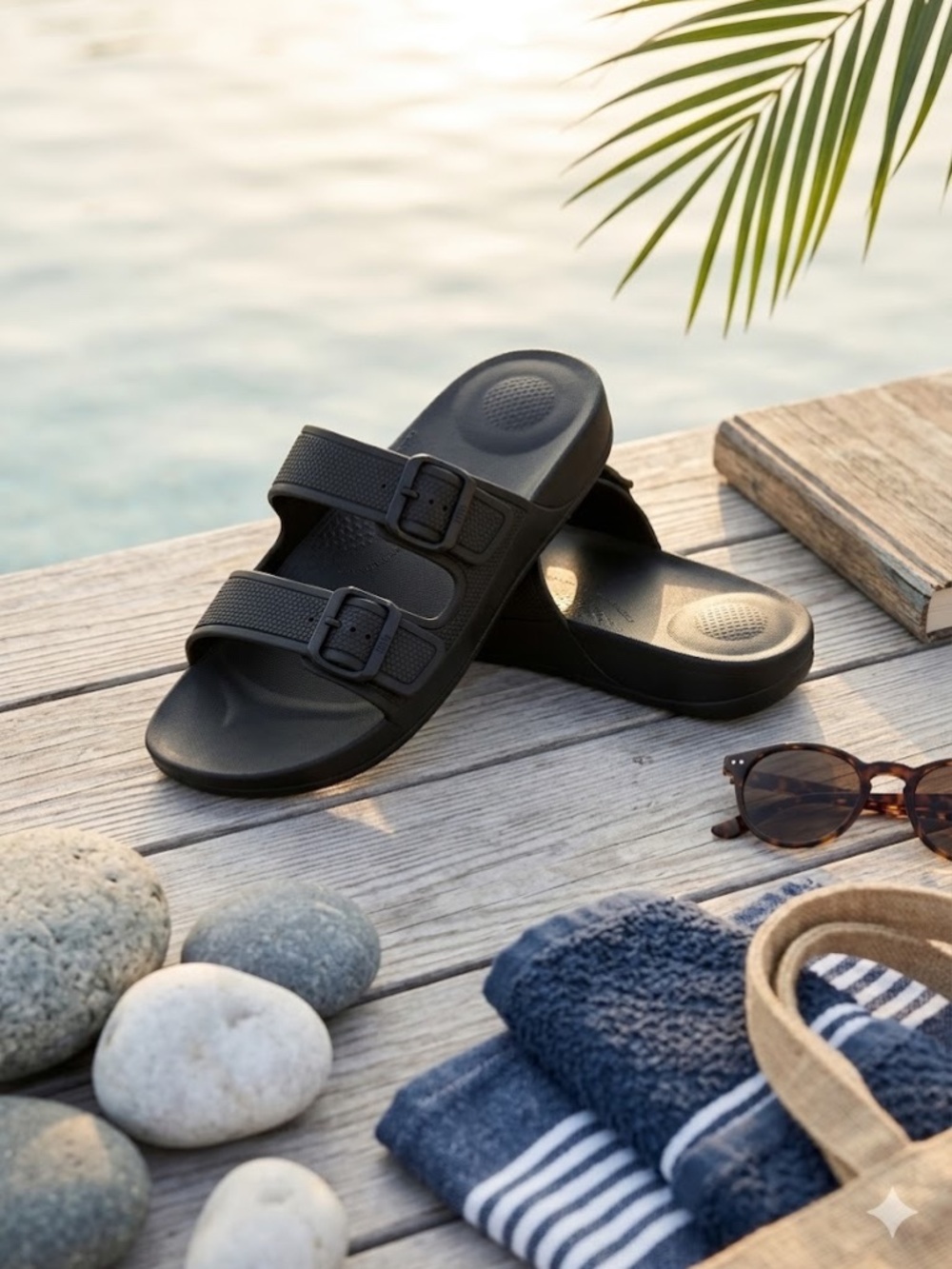 FitFlop iQushion Two-Bar Buckle Slides EU 41 (US Women's 10 / Men's 8)